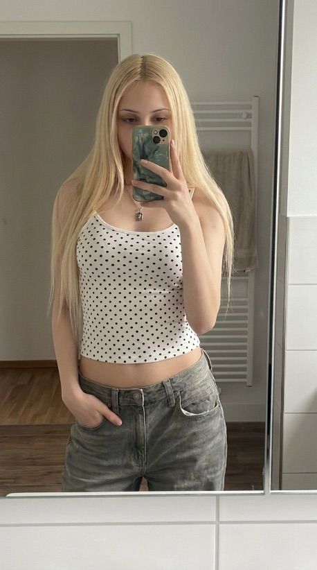 Vintage Süßes Top in weiß mit Schwarzen Punkten Size S