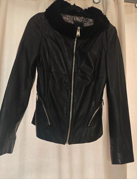 Shaky Echtlederjacke mit echtem Pelzbesatz Size S