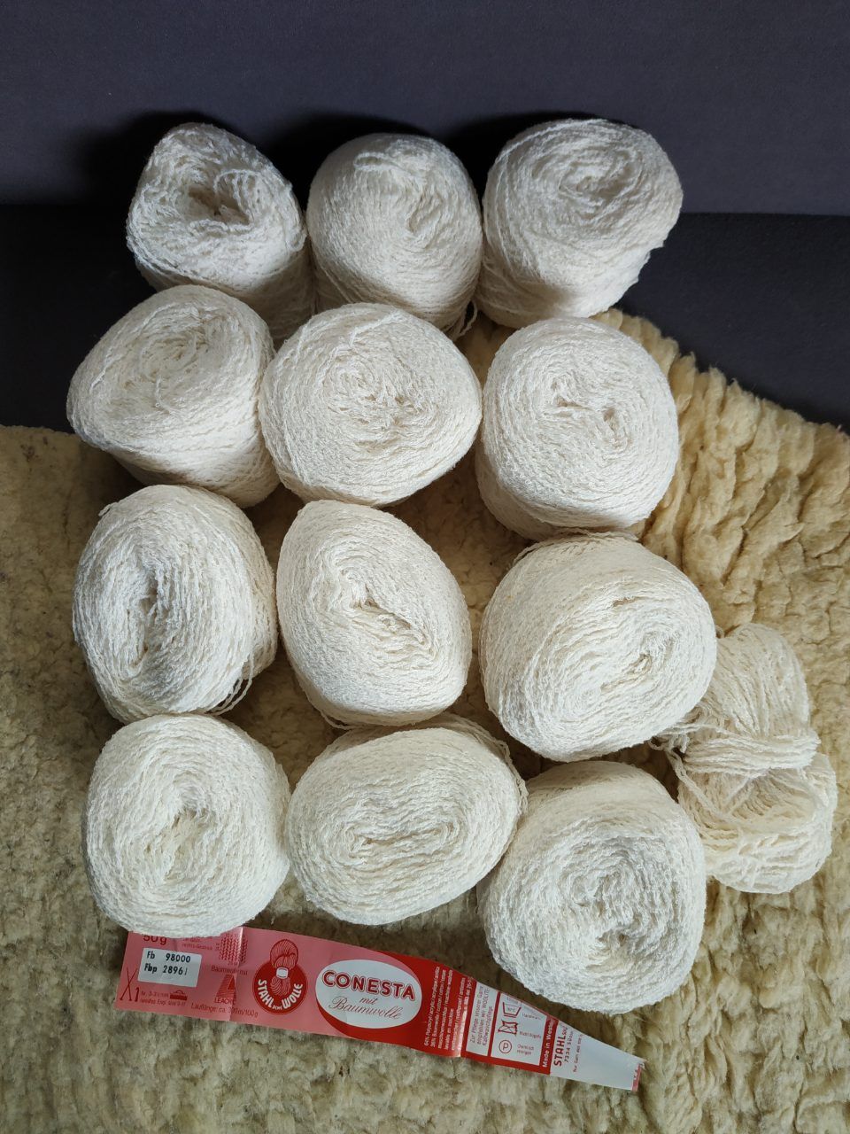 Vintage Häkeln Stricken Wolle 613g cremeweiß Vintage