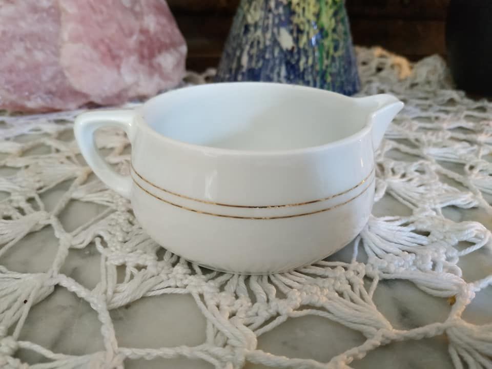 Antik Vintage J&C Minerva Milch Kännchen Porzellan Goldrand um 1900