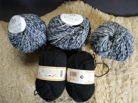 Vintage Stricken Häkeln Wolle 261g Schwarz Grau Vintage