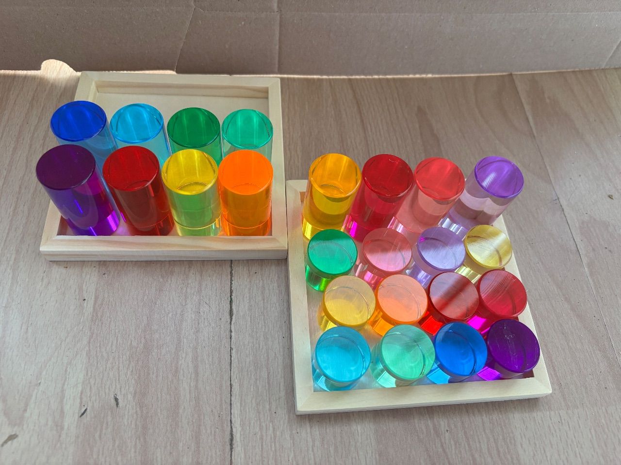 KleinGefühl Bunte Acryl-Zylinder / Bausteine 24 stk. ungebraucht