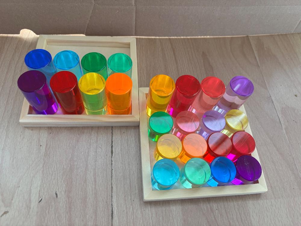 Bunte Acryl-Zylinder / Bausteine 24 stk. ungebraucht