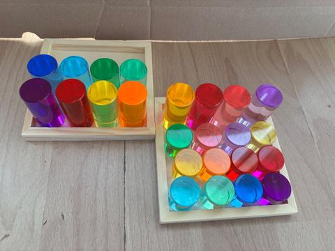 KleinGefühl Bunte Acryl-Zylinder / Bausteine 24 stk. ungebraucht