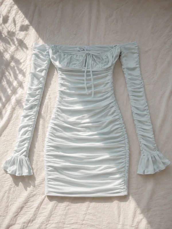 Oh Polly 🩵 Oh Polly Ruched Mini Dress – Mintgrün 🩵 Size XS