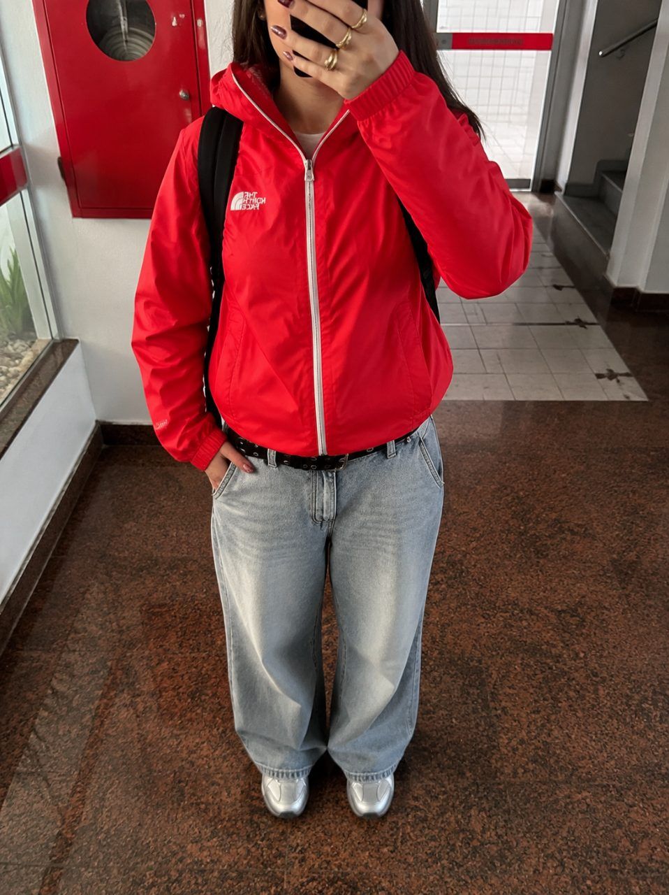 The North Face The North Face HyVent Jacke Rot Windbreaker Outdoor Vintage Streetwear Size L