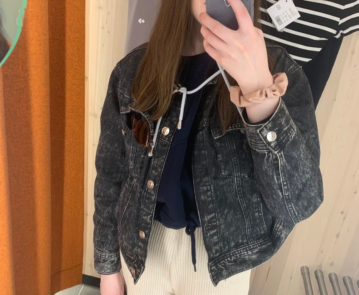 H&M H&M Jeansjacke Gr. M Schwarz/Grau Size M