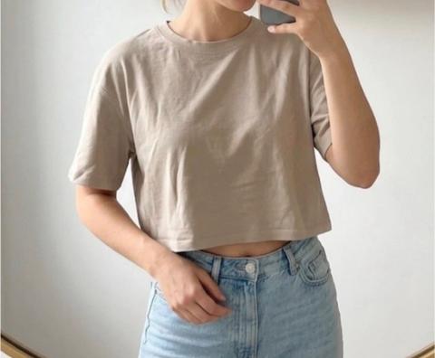Zara Zara basic Croptshirt beige in Größe S Size S