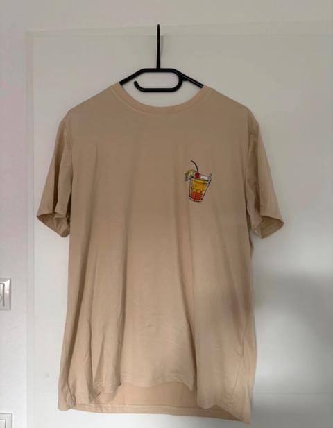 Ohne Marke Beiges Oversize T-Shirt mit Cocktail Print Size L