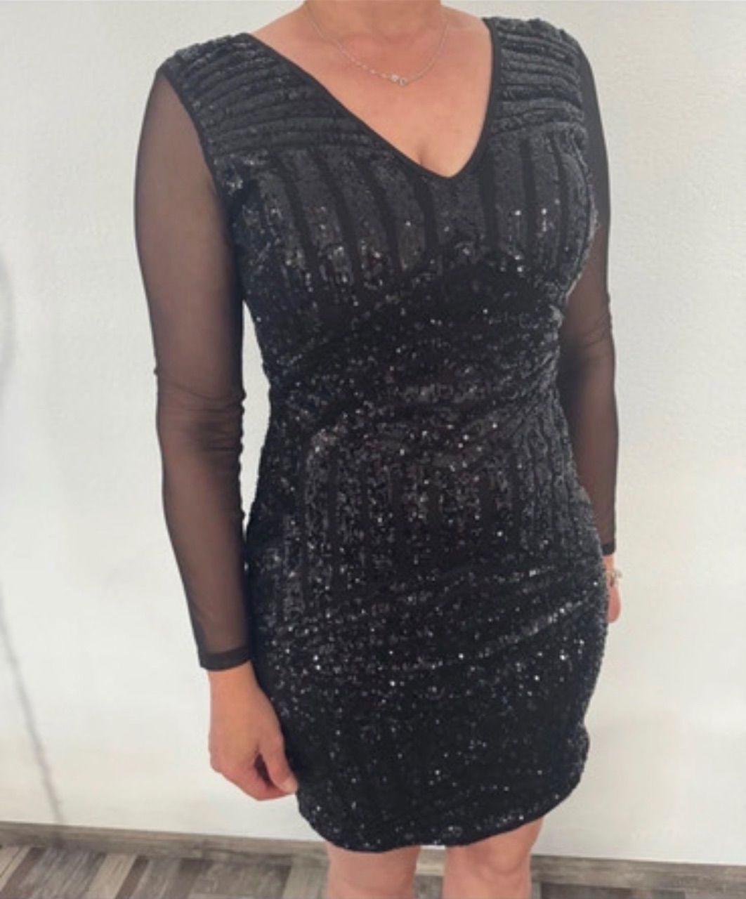 Lipsy Pailletten Cocktail Kleid Size L
