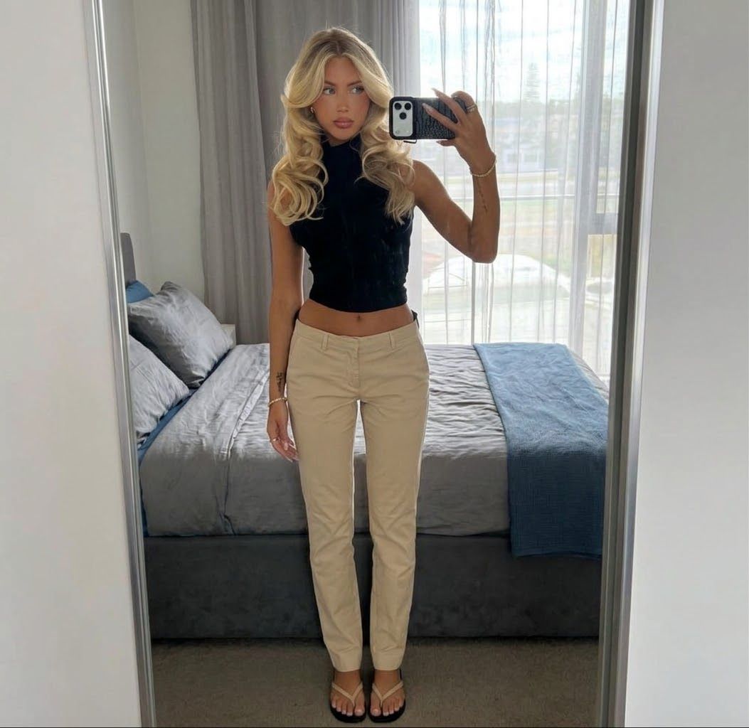 ZARA Chino Hose Beige Gr. 38 High Waist Slim Fit