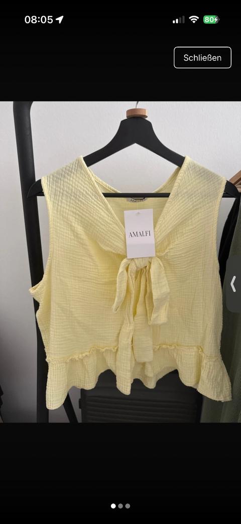 Amalfi Musselin Top Gelb mit Schleife Size Einheitsgröße
