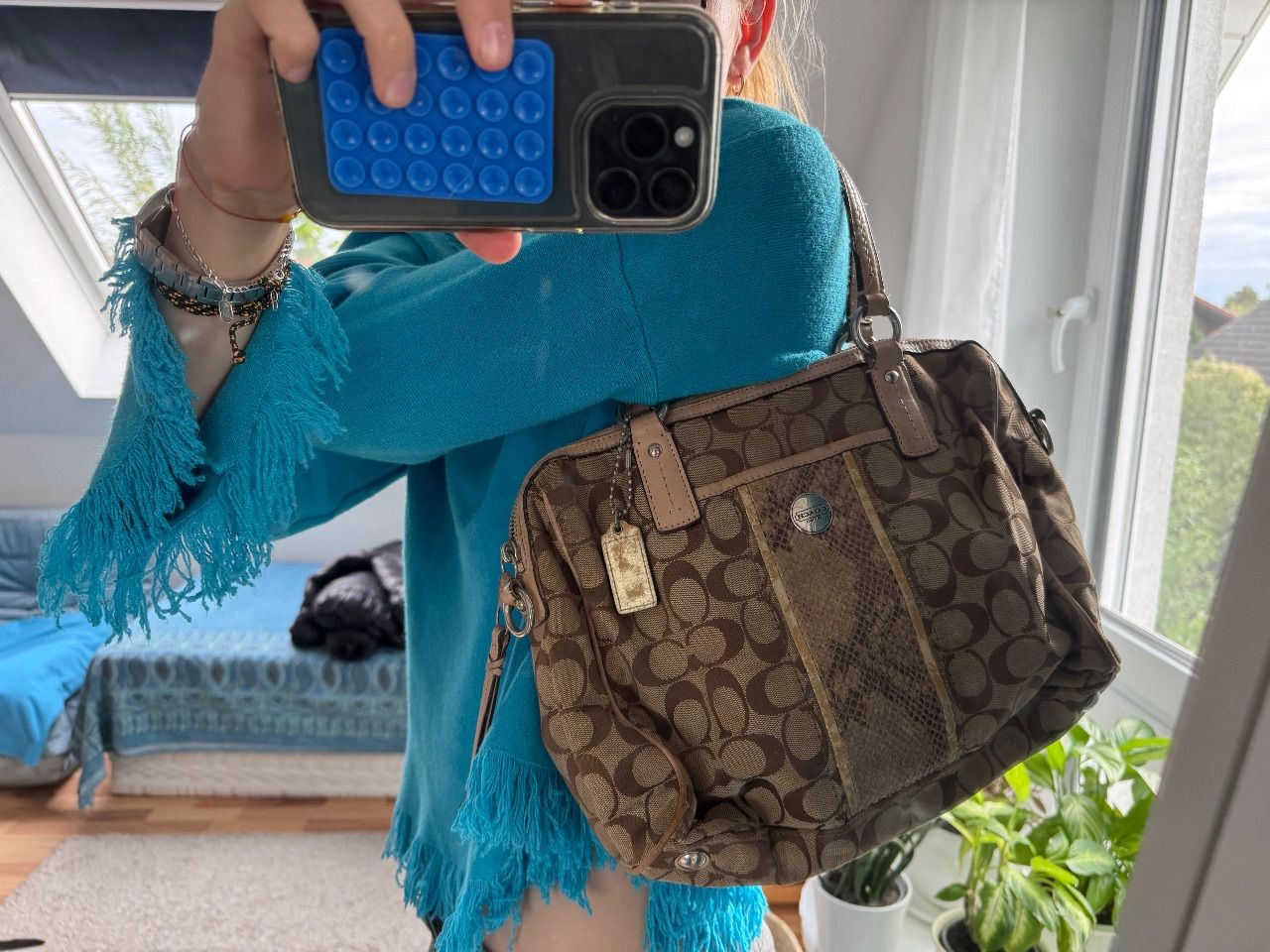 coach coach vintage tasche beige schlange