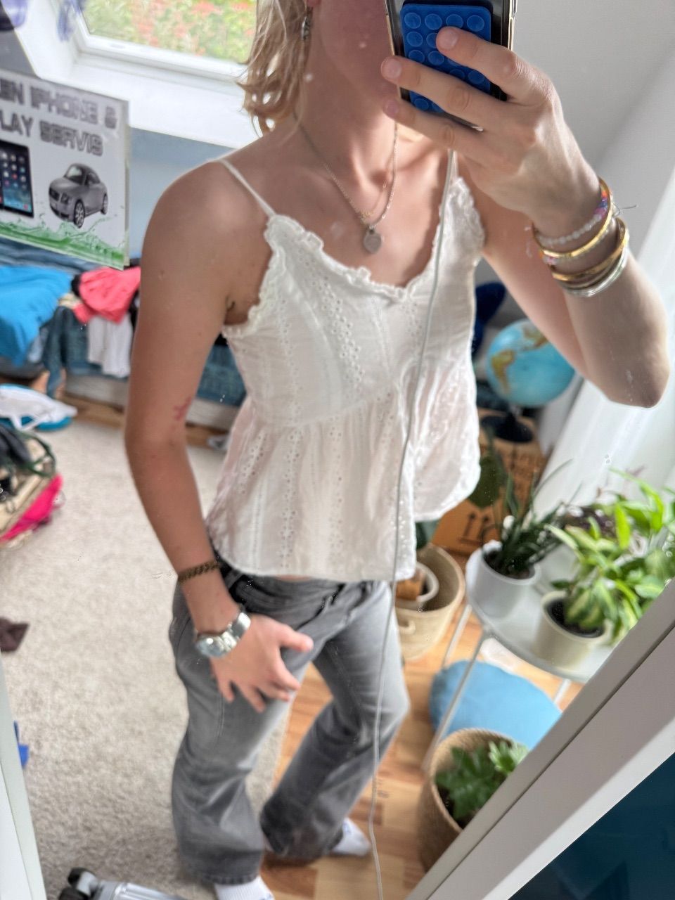 scannt süßes weisses Sommeroberteil bluse s XS scandi Vintage  Size XS