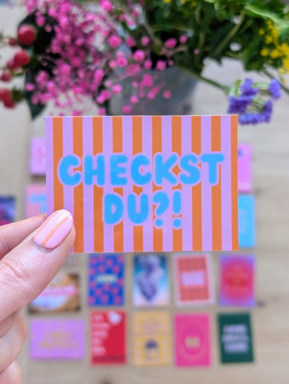 Selfmade  Handmade Kühlschrankmagnet „CHECKST DU?!“ Streifen (7 x 5 cm)