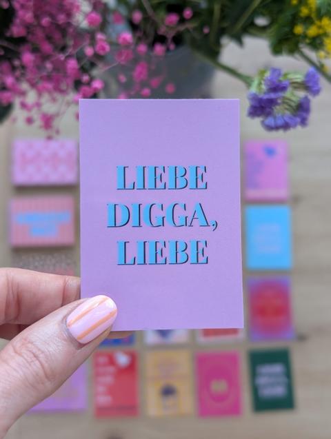 Selfmade Handmade Kühlschrankmagnet „LIEBE DIGGA, LIEBE“ (5 x 7 cm)