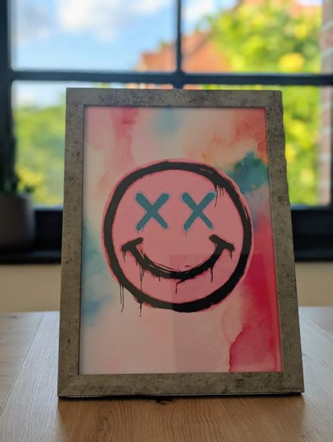 Selfmade Art Print / Kunstdruck inkl. Rahmen „Smiley Graffiti“ (DIN A4)
