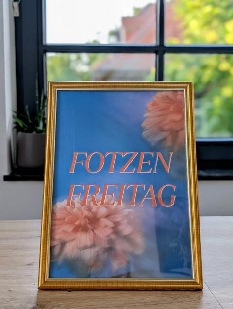 Selfmade Art Print / Kunstdruck „FOTZEN FREITAG“ Wolken & Blumen (DIN A4)