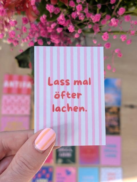 Selfmade Handmade Kühlschrankmagnet „Lass mal öfter lachen.“ (5 x 7 cm)