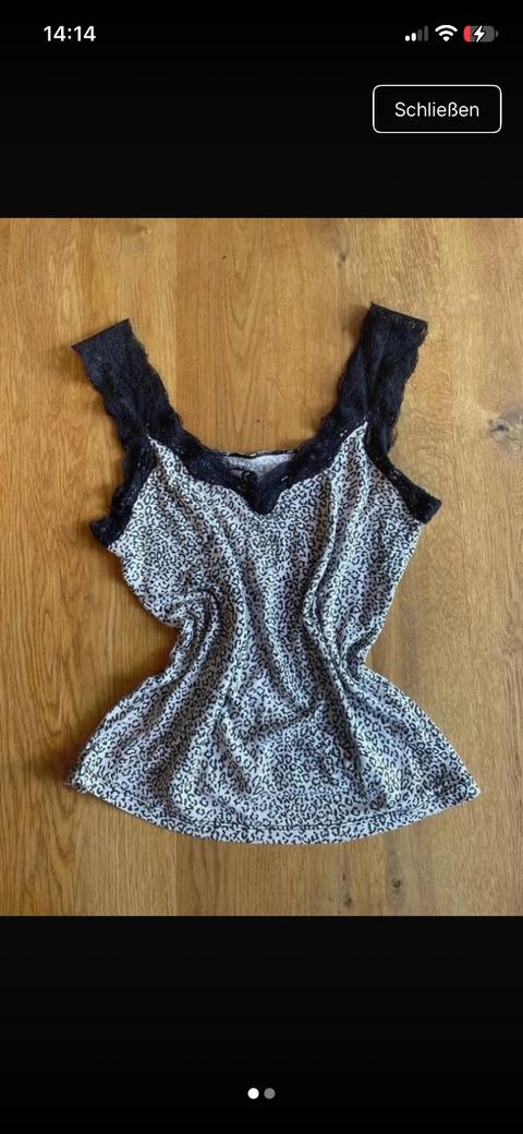 Zara Top, Spitze, Leoprint, schwarz/weiss, Gr. S Size S