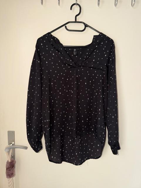 H&M H&M Bluse Schwarz mit Sternchen Gr. 36 / S Size S