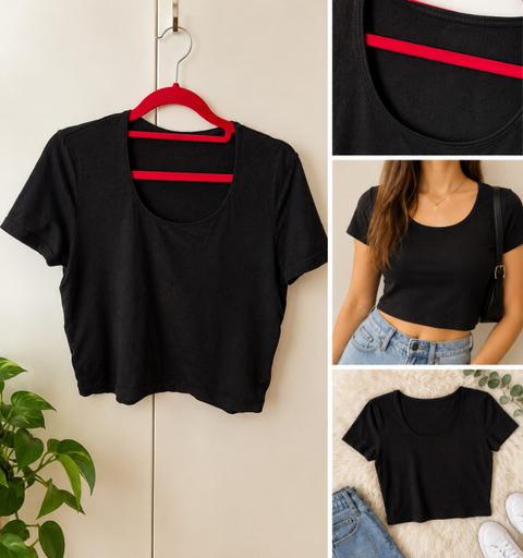 Schwarzes Crop-Top - Zeitlos, vielseitig & ein echter Hingucker!