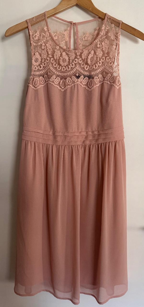 VERO MODA Kleid Gr. M Altrosa/Rosé 🌸 Spitzenkleid Chiffon elegant romantisch
