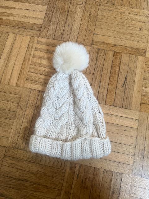 Ohne Marke Creme Strickmütze mit Bommel 🤍 Zopfmuster Wintermütze Beanie Grobstrick