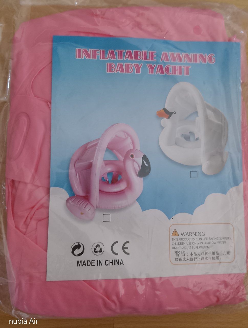 Aufblasbarer Baby-Schwimmring Flamingo mit Sonnendach