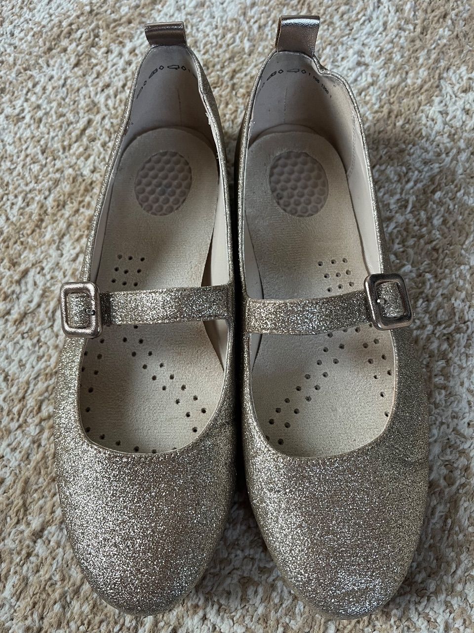 Ohne Marke Glitzernde Ballerinas / Glitzer-Schuhe mit Riemchen – Gold / Roségold, Gr. 38 (S Size 38