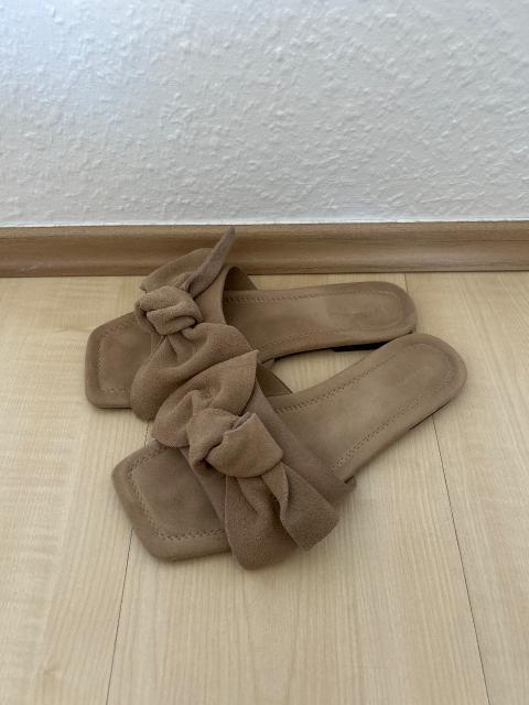 Reserved Echt Leder Sandale Beige Schleife Gr 37 Size 37