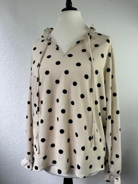Floral & ivy Wunderschöne Bluse von floral & ivy mit Punkten, Größe L (Beige/Schwarz) Size L