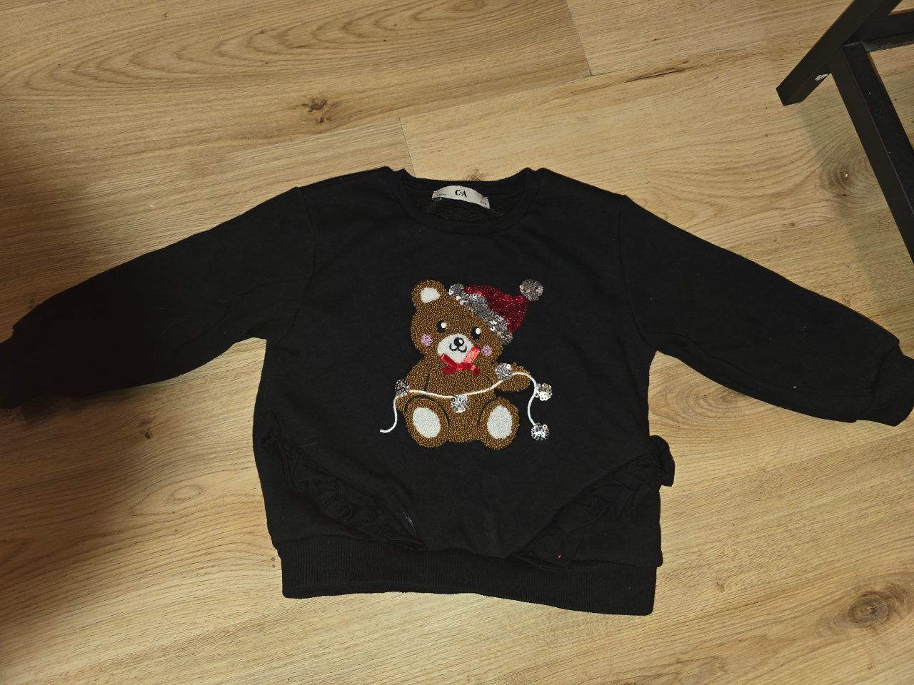C&A C&A Pullover Gr. 98 Schwarz mit Pailletten Bär Weihnachten Size 98