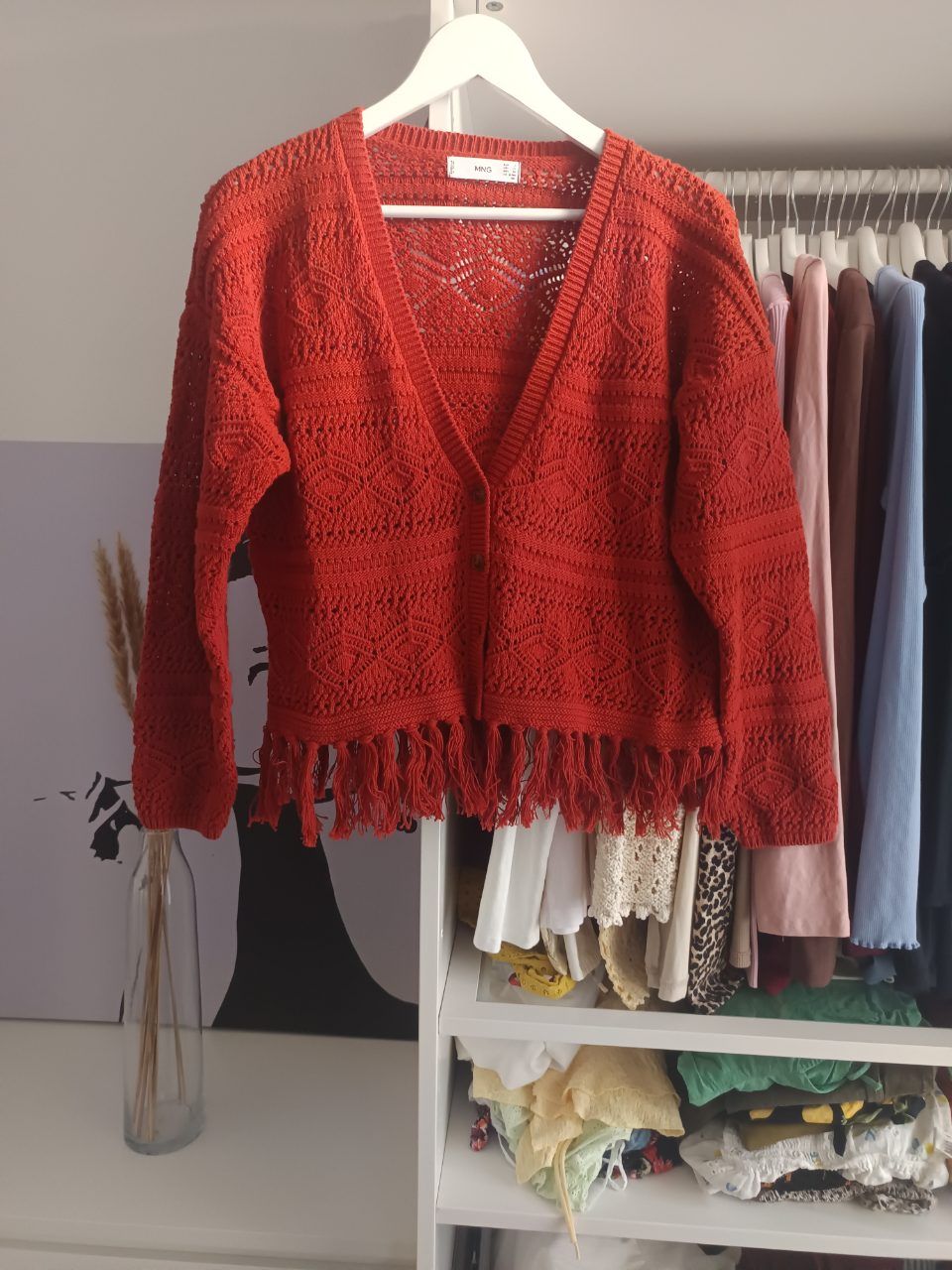 Mango Mango Strickjacke Rostrot Boho Size M