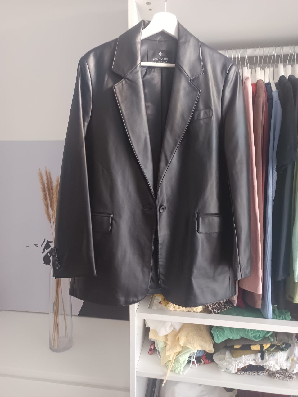 Stradivarius Stradivarius Kunstleder Blazer schwarz Size M