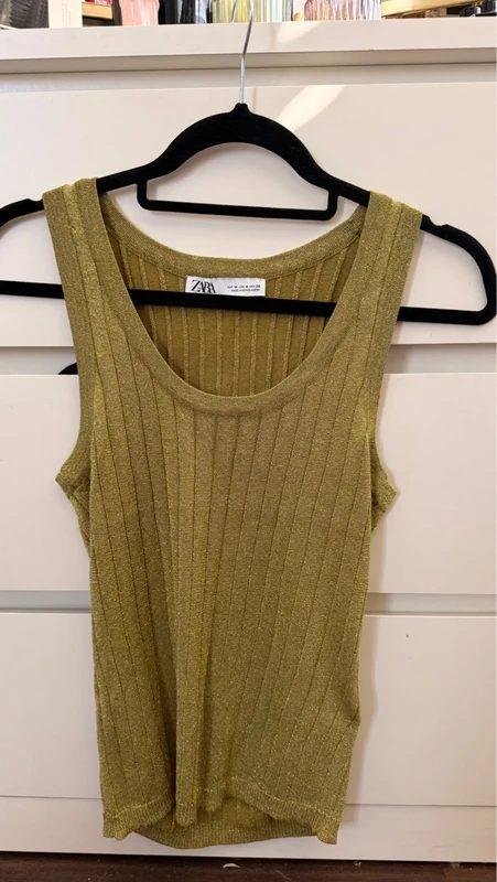 Zara Zara Glitzer Tanktop Khaki Size M