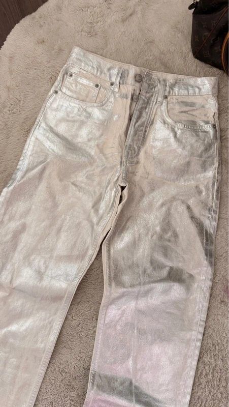 Zara Zara Metallic Washed Boyfriend Jeans Size M