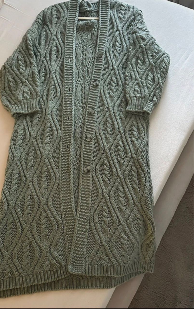 Keine Marke  Strick-Cardigan in Salbeigrün Size L