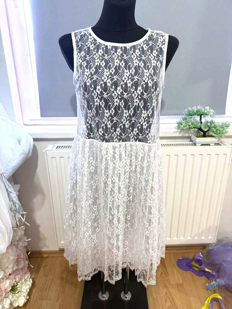 Ohne Marke Weißes Kleid mit transparentem Oberteil - aus Korea - Gr. S Size S