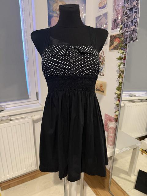 Fishbone Vintage Fishbone Rockabilly Kleid S | Polka Dots Neckholder Schwarz | Top Zustan Size S