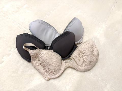 Primark 3er Set Primark BHs – Gr. 75B – Blau, Grau, Pfirsich