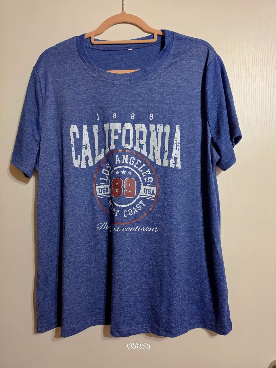 Ohne Marke California T-Shirt blau meliert mit Print Size L