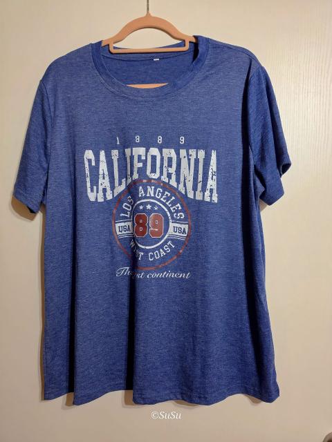 Ohne Marke California T-Shirt blau meliert mit Print Size L