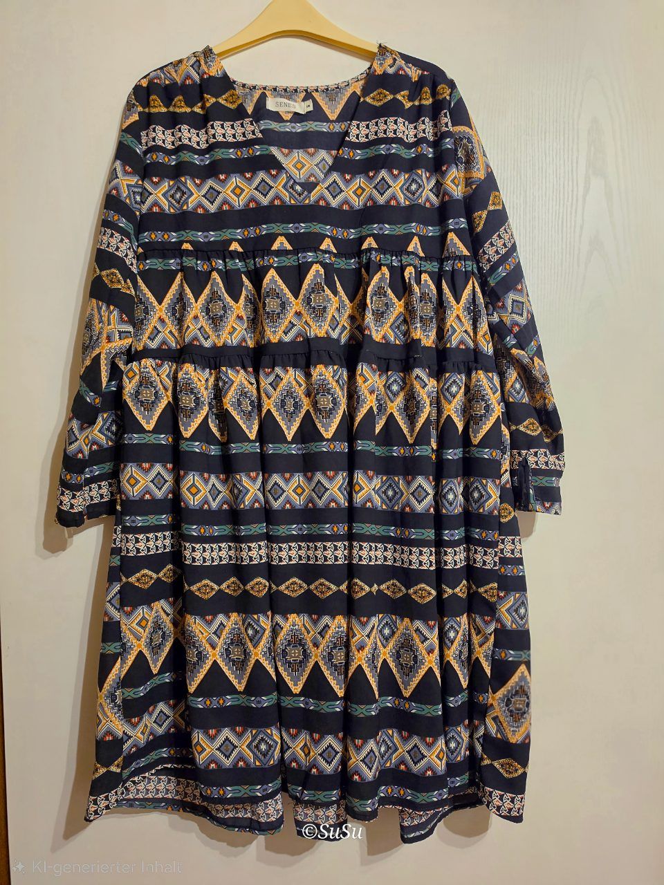 SENES SENES Kleid Gr. S/M Ethno-Muster weit ausgestellt Size S