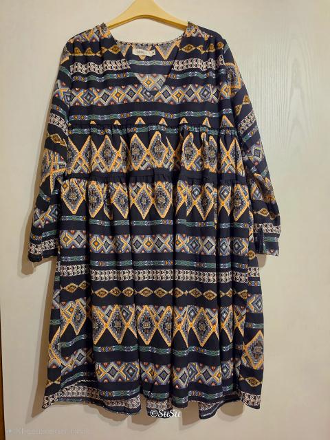 SENES SENES Kleid Gr. S/M Ethno-Muster weit ausgestellt Size S