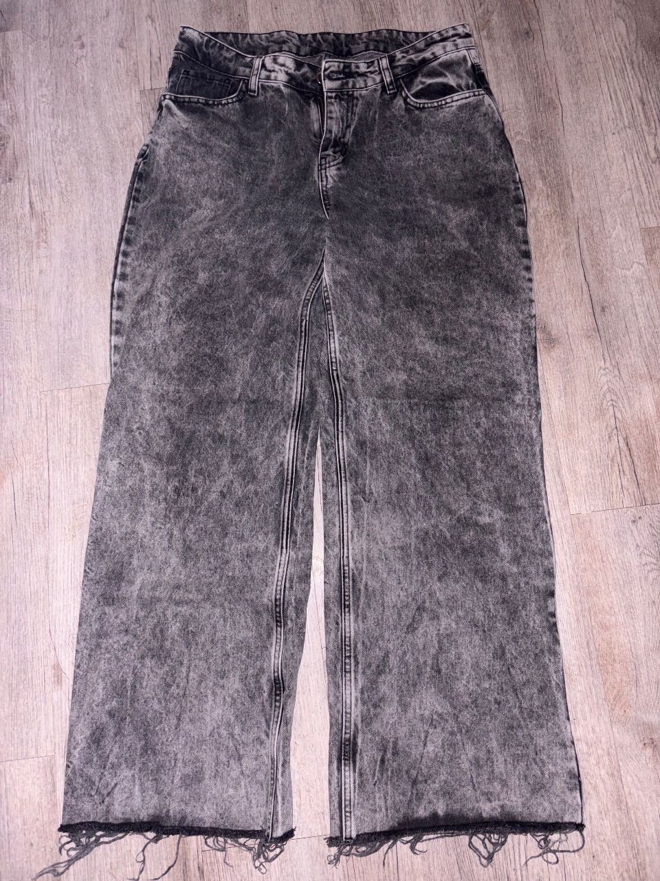Ohne Marke Baggy Jeans| Graue Wide-Leg Jeans mit Acid-Wash Optik/ Größe 40( L) Size L