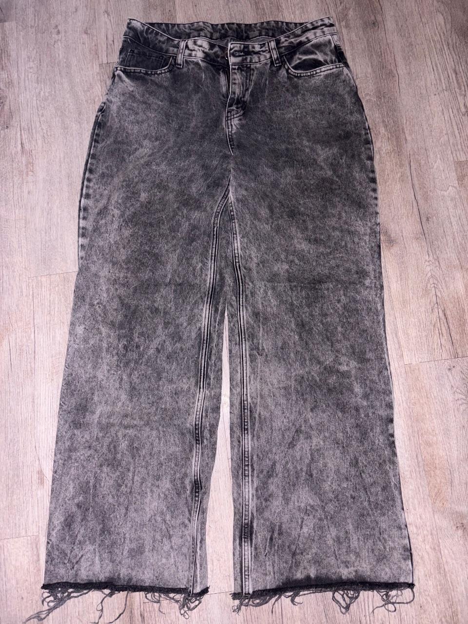 Baggy Jeans| Graue Wide-Leg Jeans mit Acid-Wash Optik/ Größe 40( L)