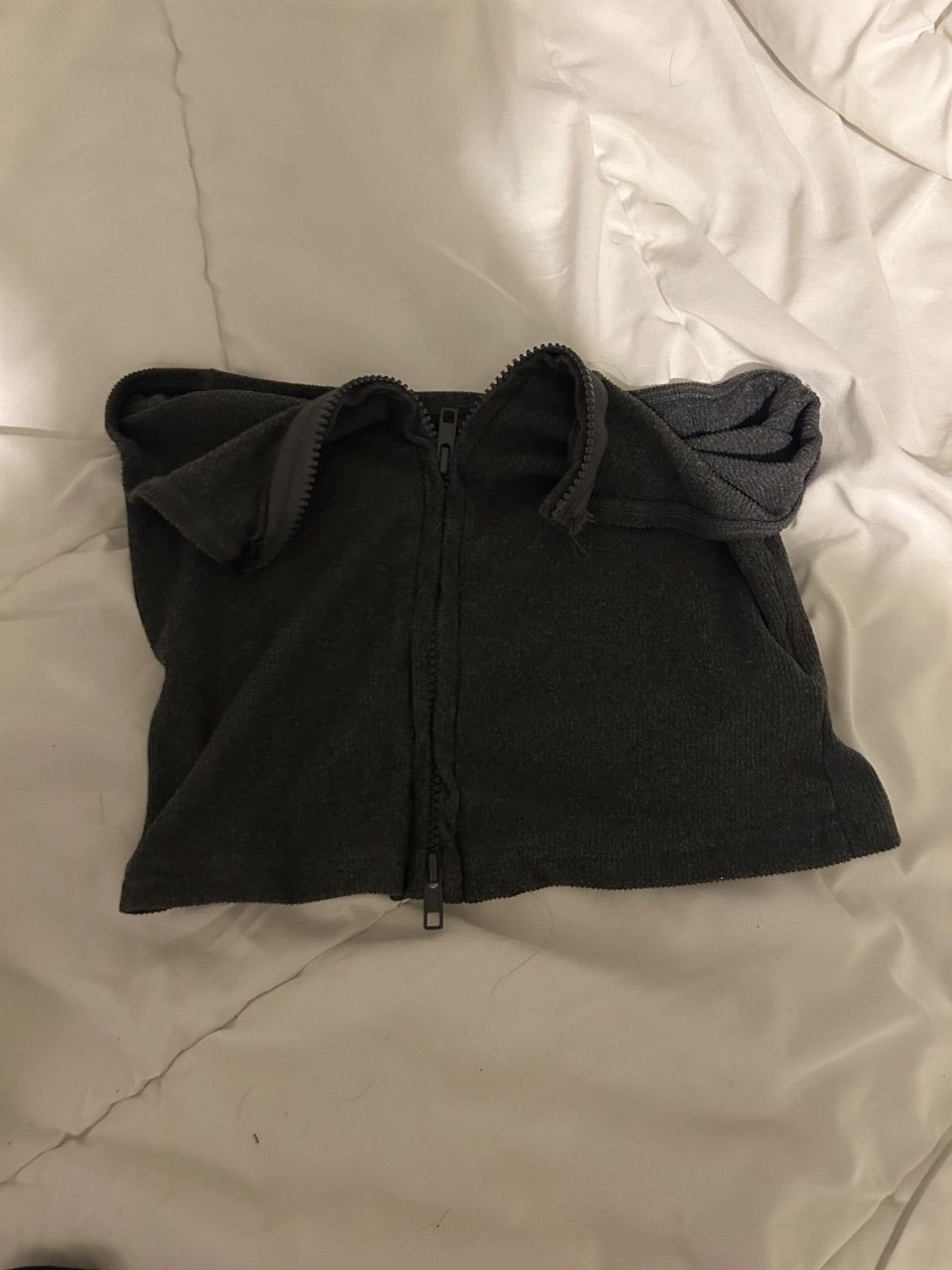 Shein Grau Cropped Zip-Up Hoodie Größe Xs Size XS