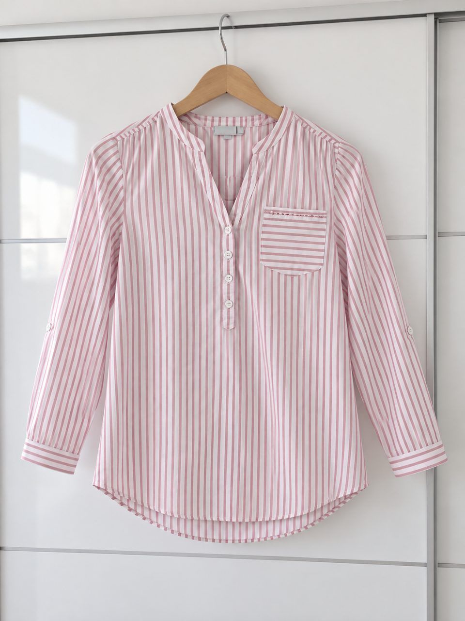 Blue motion Schöne Damenbluse in Rosa-Weiß gestreift  Size M