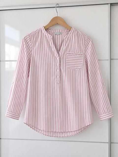 Schöne Damenbluse in Rosa-Weiß gestreift